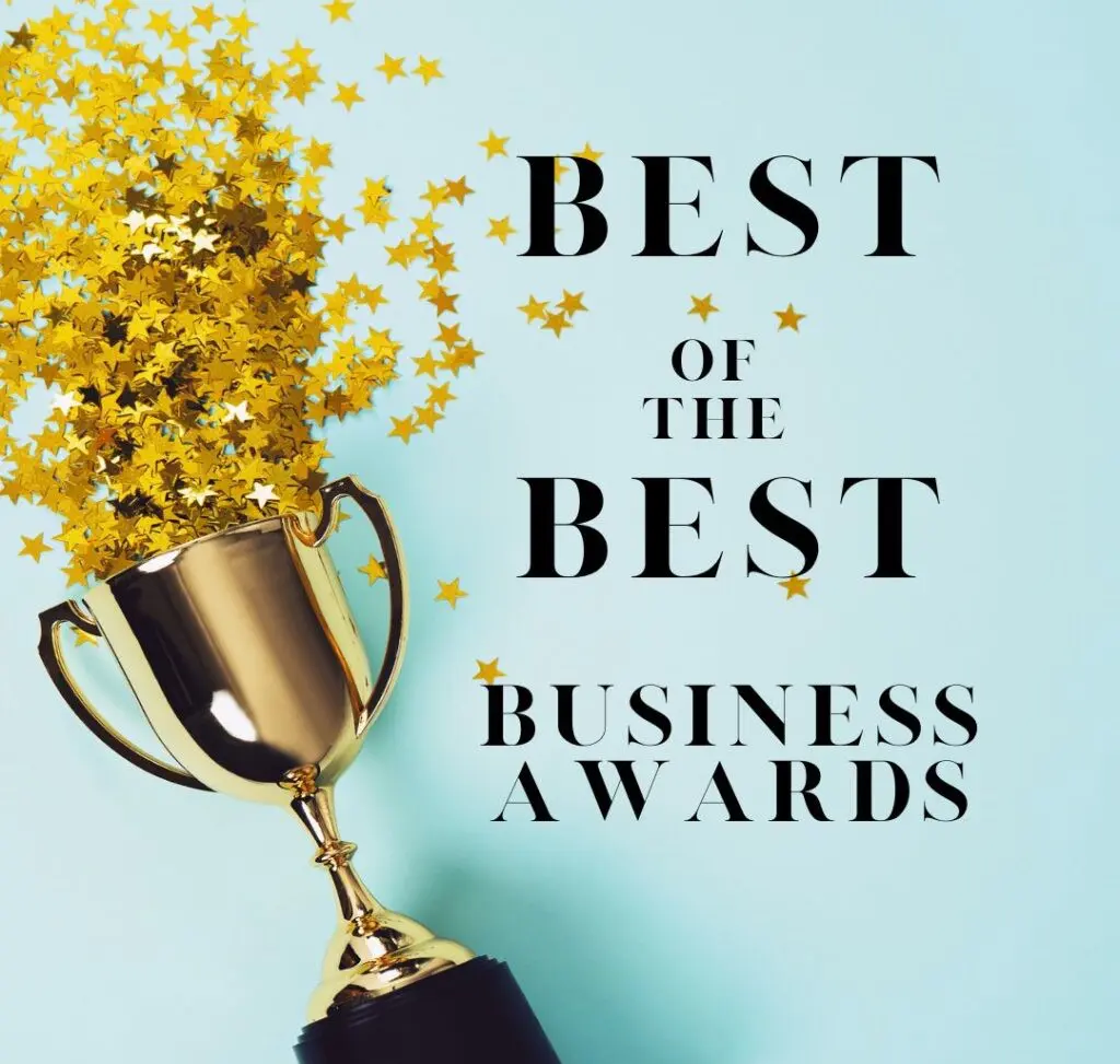 Best of The Best Business Awards; Trophy with confetti for award season