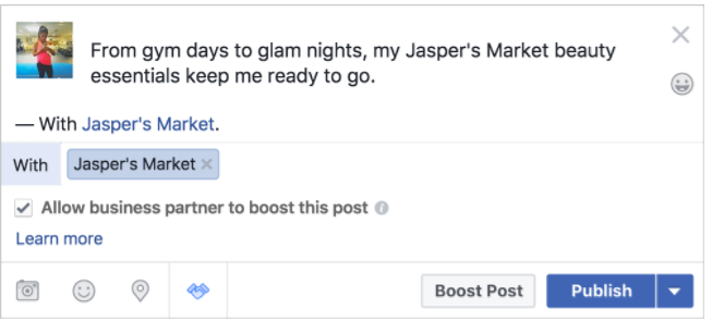 Facebook - Influencer content