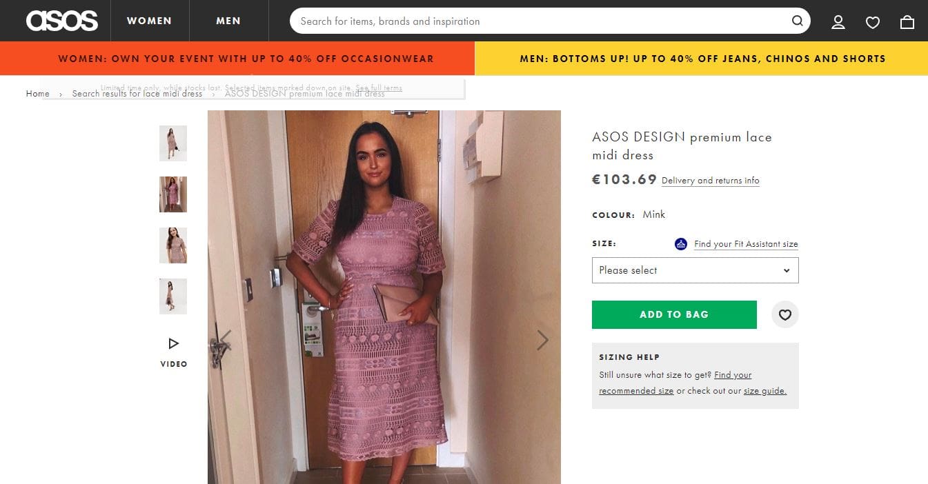 ASOS featuring customer pic