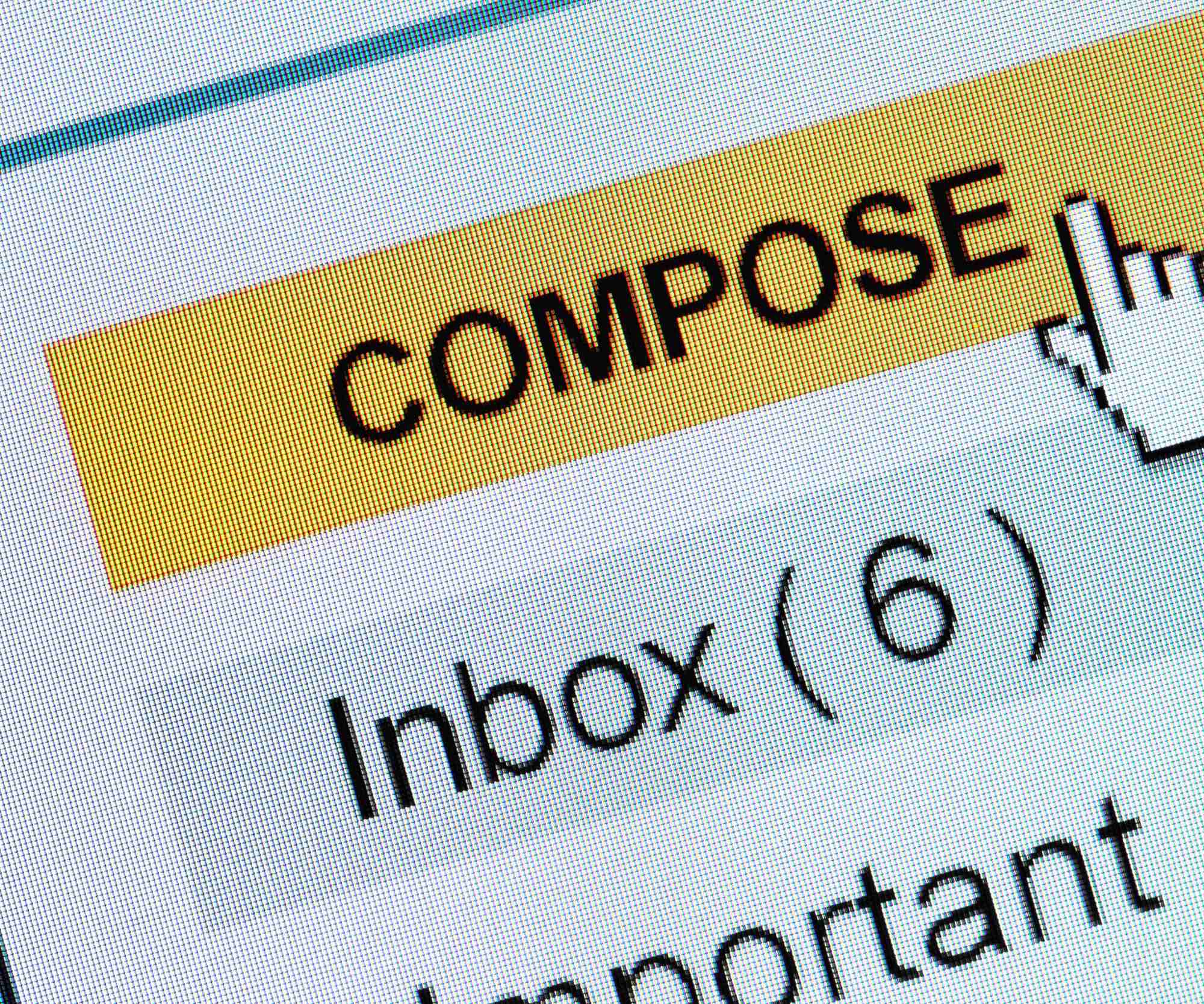 Mouse hovering over "Compose" yellow button on a laptop screen.